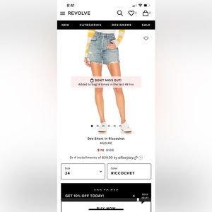 NWT AGOLDE DEE JEAN SHORT